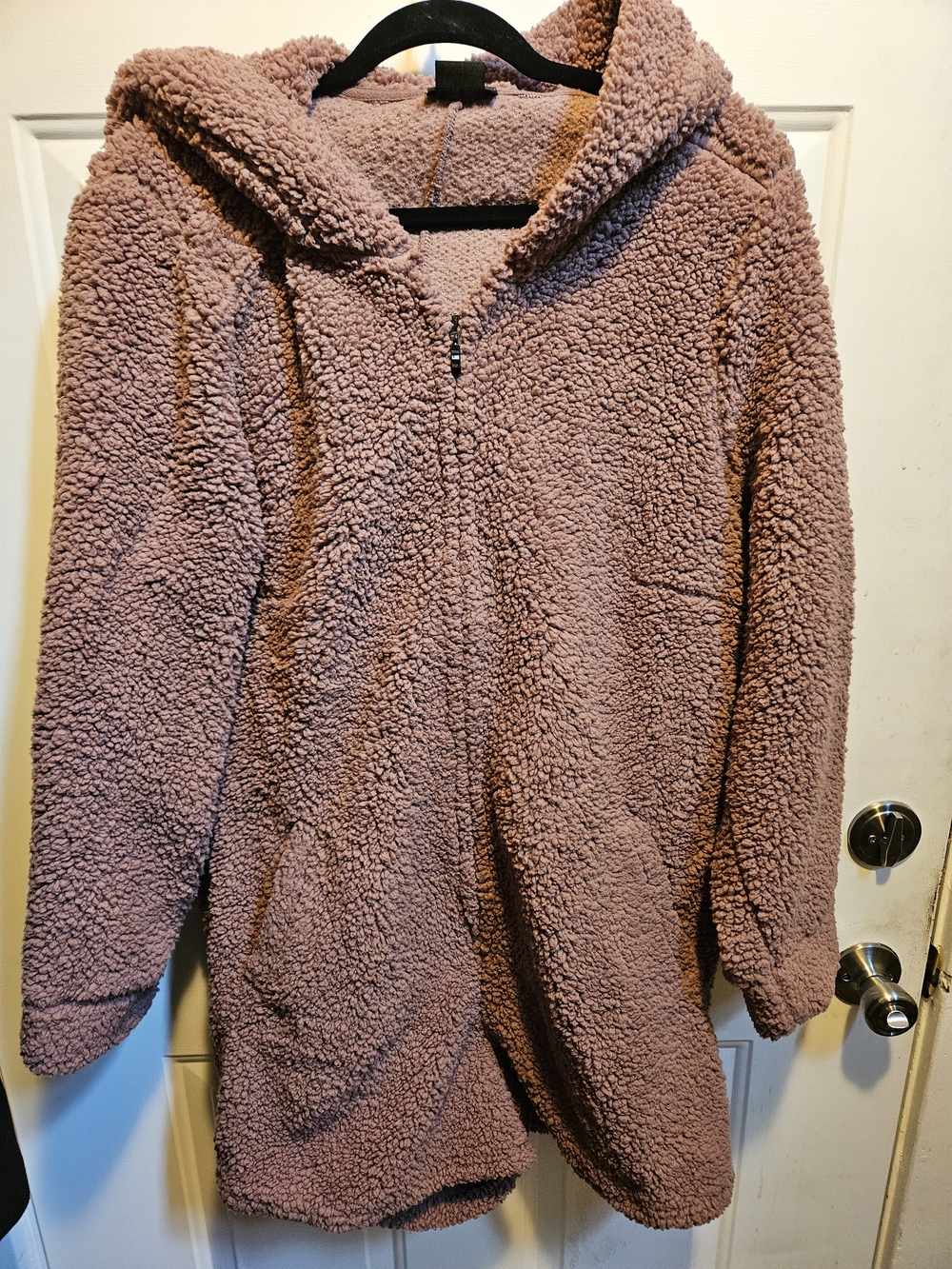 City Chic Cozy Hooded Teddy Jacket - Brown